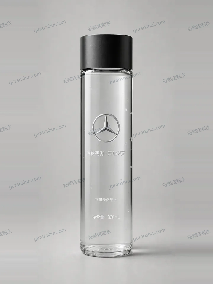 汽车门店接待定制水｜极简直筒瓶方案瓶身与标签呈现