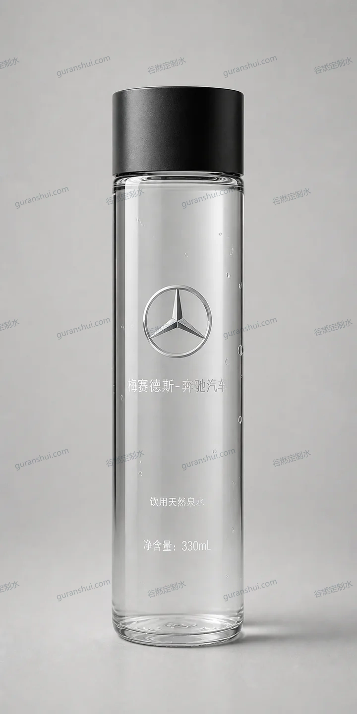 汽车门店接待定制水｜极简直筒瓶方案瓶身与标签呈现