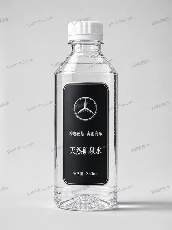 汽车门店接待定制水|方肩瓶350mL瓶身与标签呈现