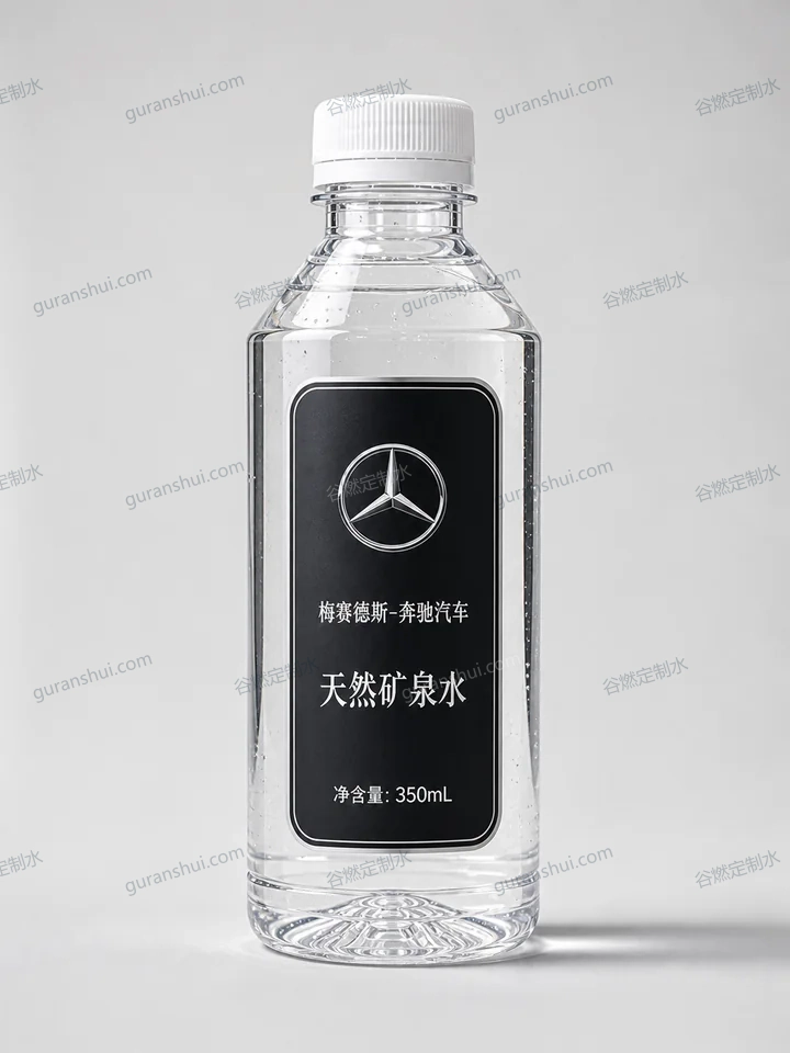 汽车门店接待定制水|方肩瓶350mL瓶身与标签呈现
