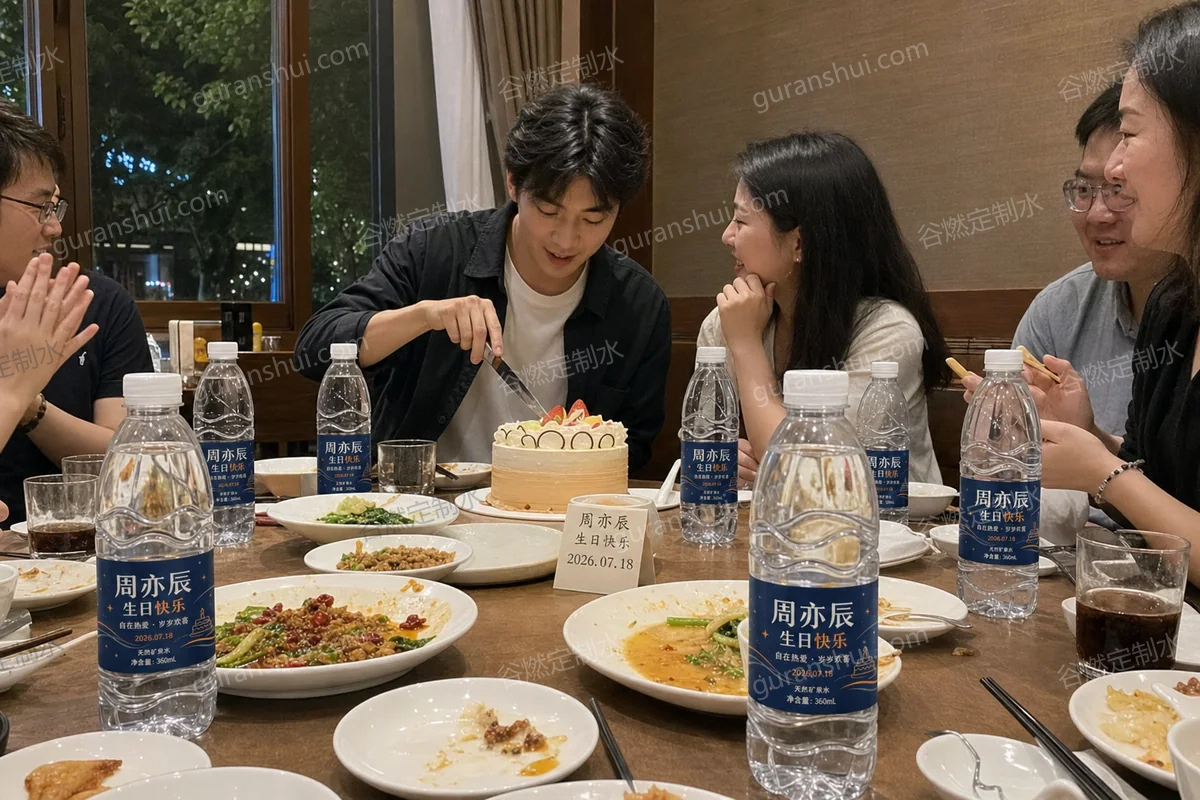 生日聚会定制水｜波纹瓶360mL场景示意