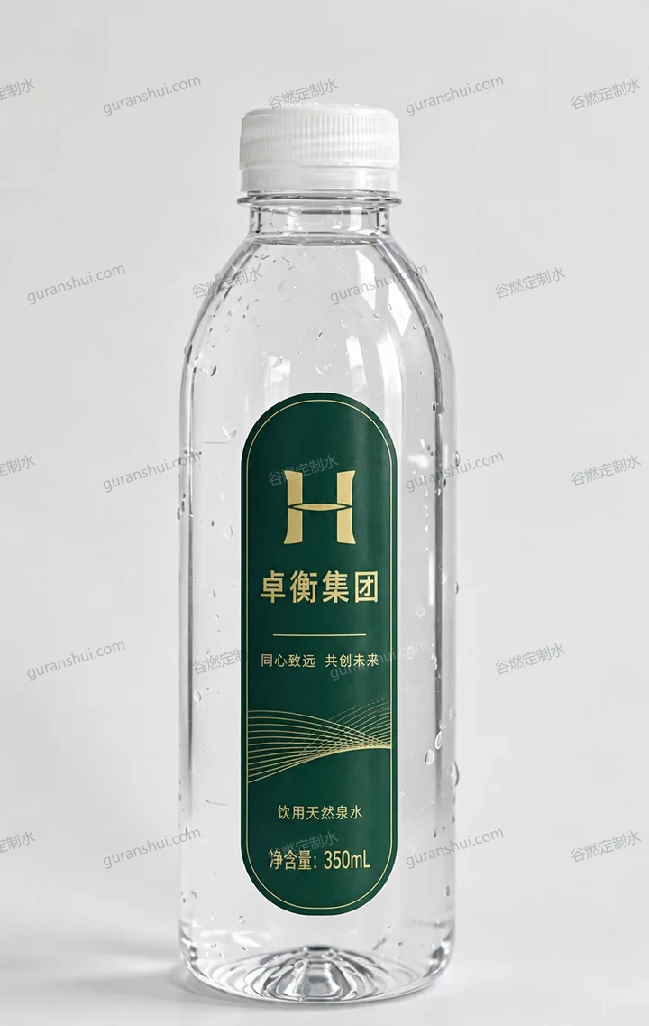 企业会议定制水|圆肩瓶350mL瓶身与标签呈现
