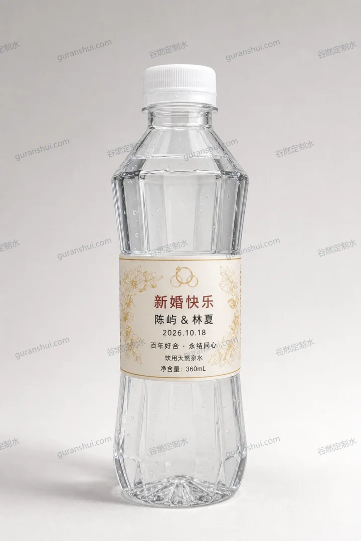 婚礼宴席定制水|棱面瓶360mL瓶身与标签呈现