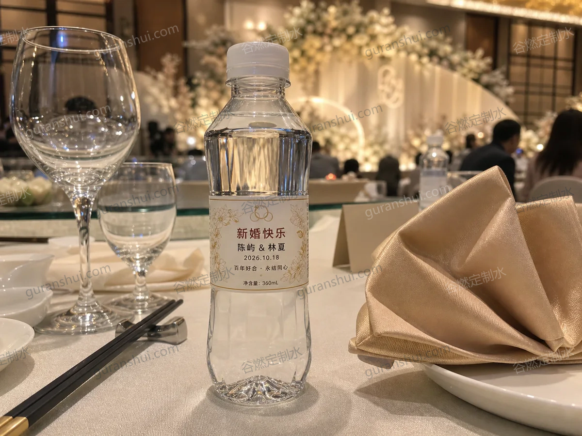 婚礼宴席定制水|棱面瓶360mL场景示意