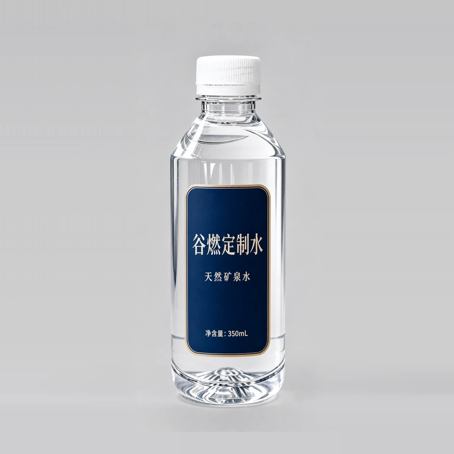 谷燃定制水350mL方肩瓶天然矿泉水定制标签产品图