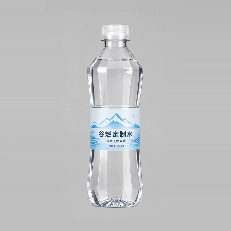 谷燃定制水360mL棱面瓶饮用天然泉水定制标签产品图