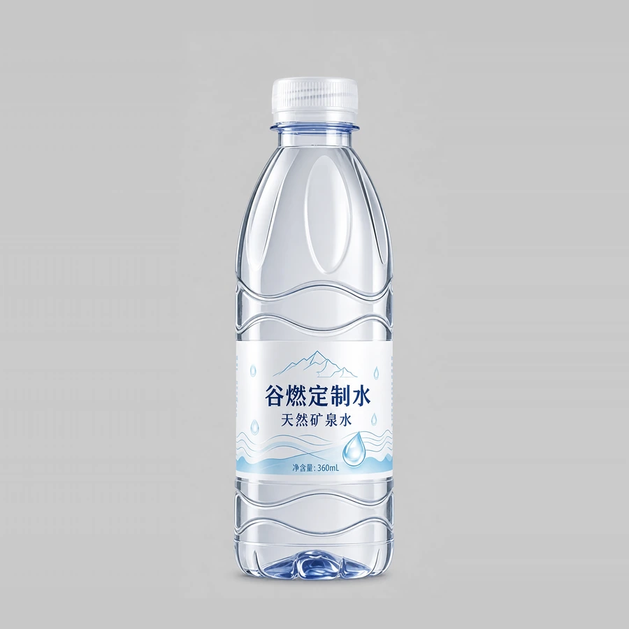 谷燃定制水360mL波纹瓶天然矿泉水定制标签产品图